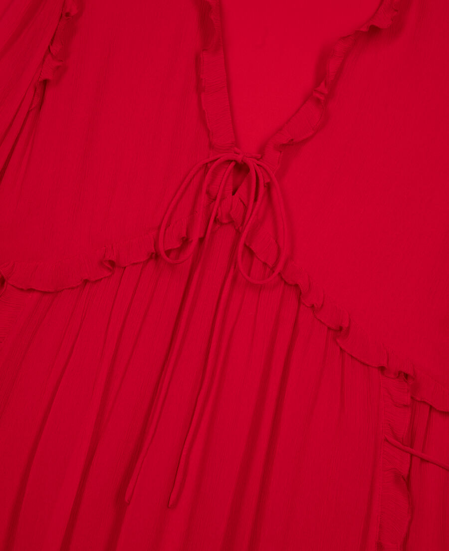 The Kooples WOMEN RED / BURGUNDY short dress with red ruffles