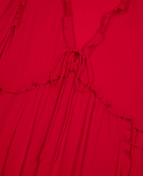 The Kooples WOMEN RED / BURGUNDY short dress with red ruffles