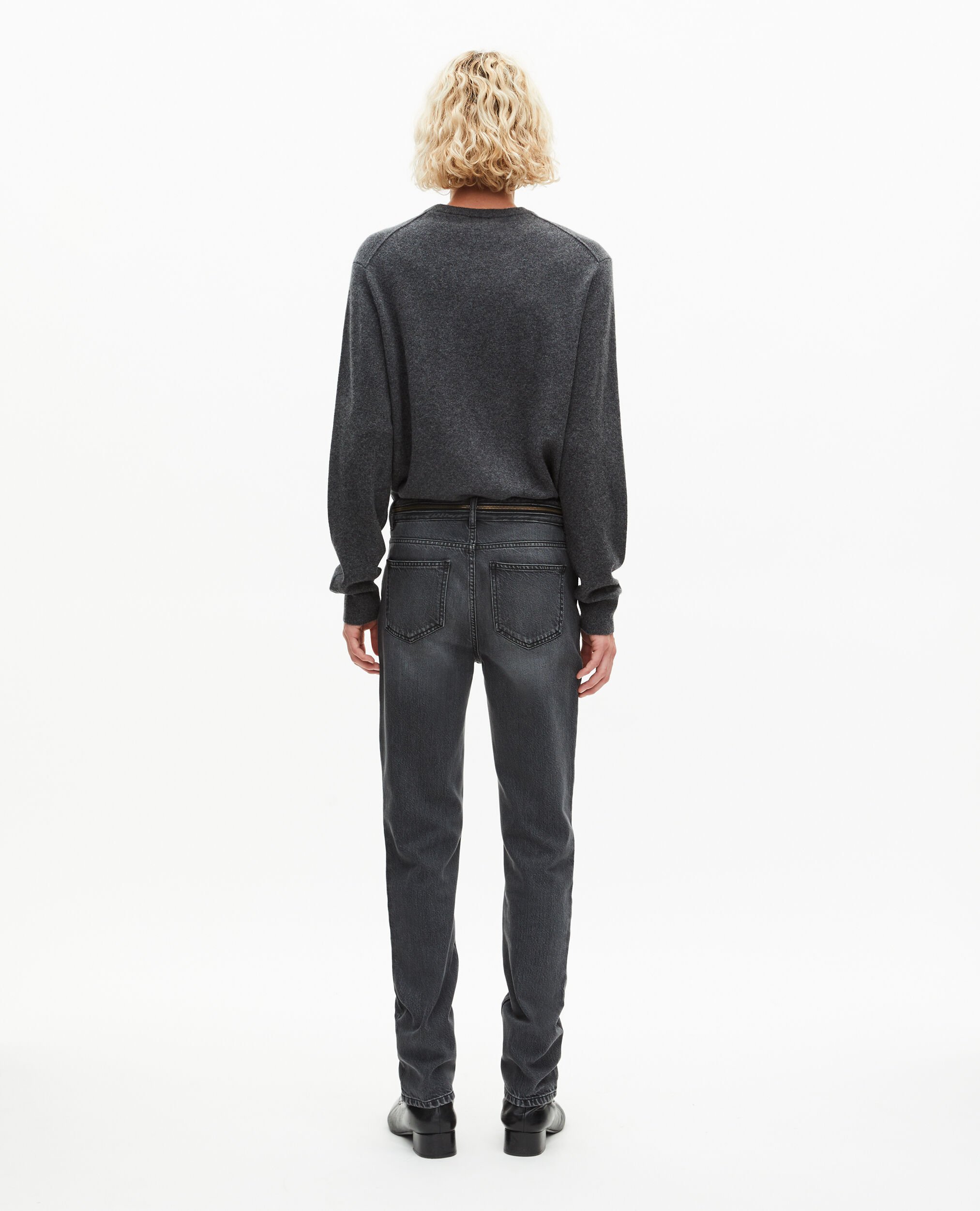 Schmale schwarze Jeans mit verwaschener Optik, BLACK WASHED, hi-res image number null
