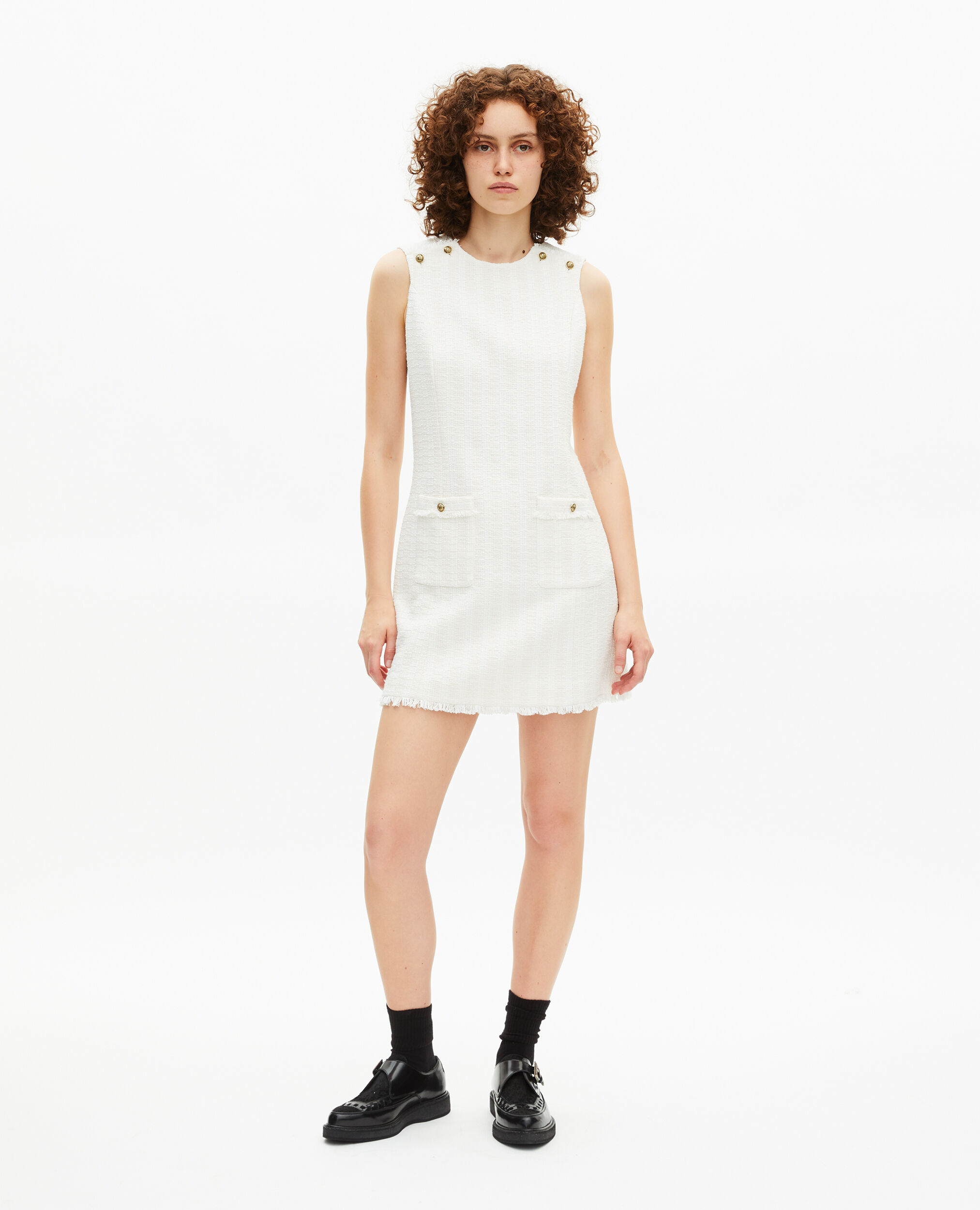 Robe courte en tweed écrue, ECRU, hi-res image number null