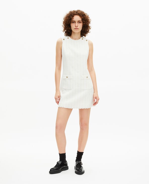 The Kooples FEMME ECRU robe courte en tweed écrue