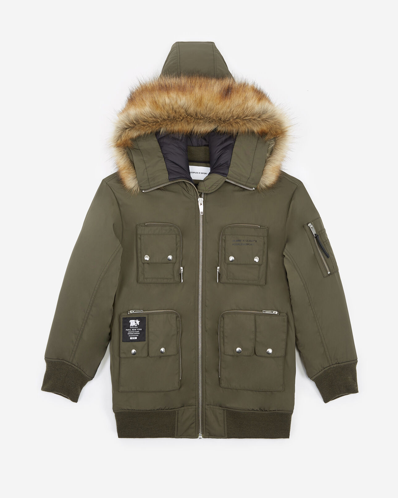 The Kooples FEMME KAKI blouson nylon kaki multi-poches capuche
