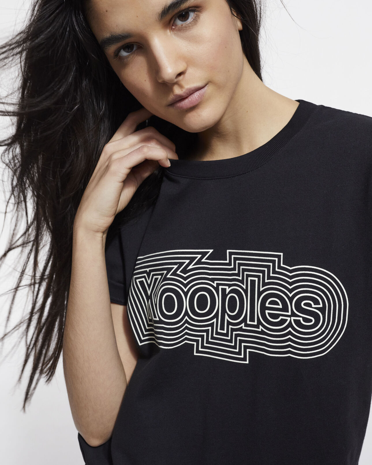 The Kooples WOMEN BLACK black t-shirt with logo
