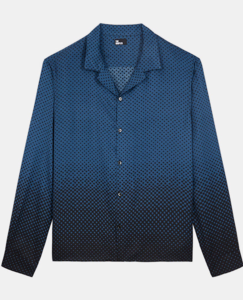 The Kooples MEN BLUE BLACK printed hawaiian collar shirt