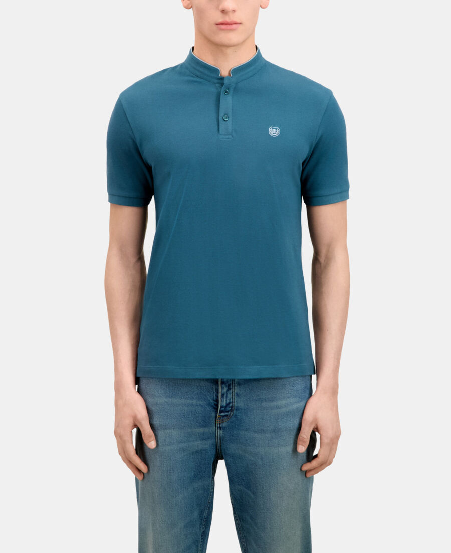 polo bleu profond en coton