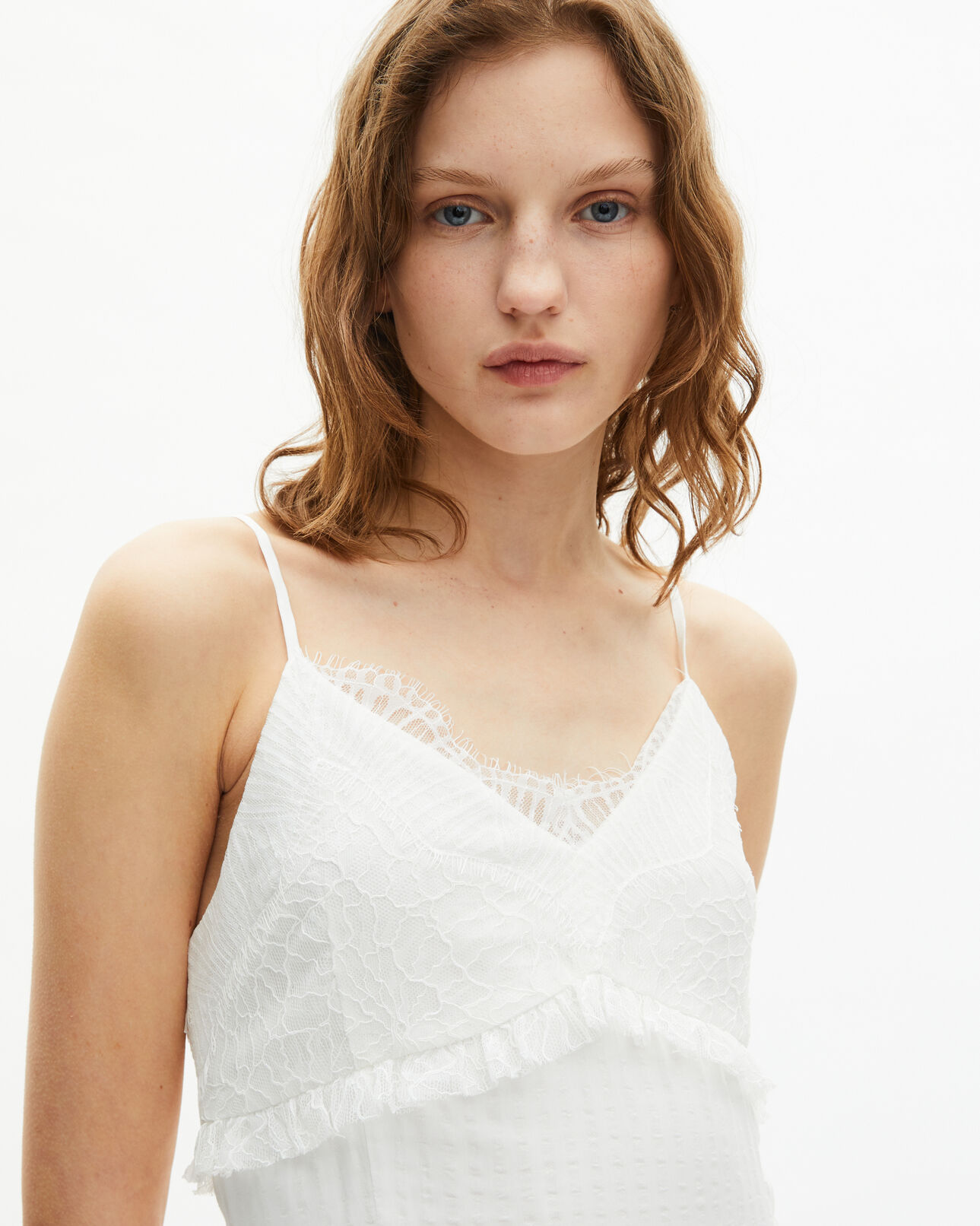 The Kooples FEMME ECRU robe courte détail dentelle écrue