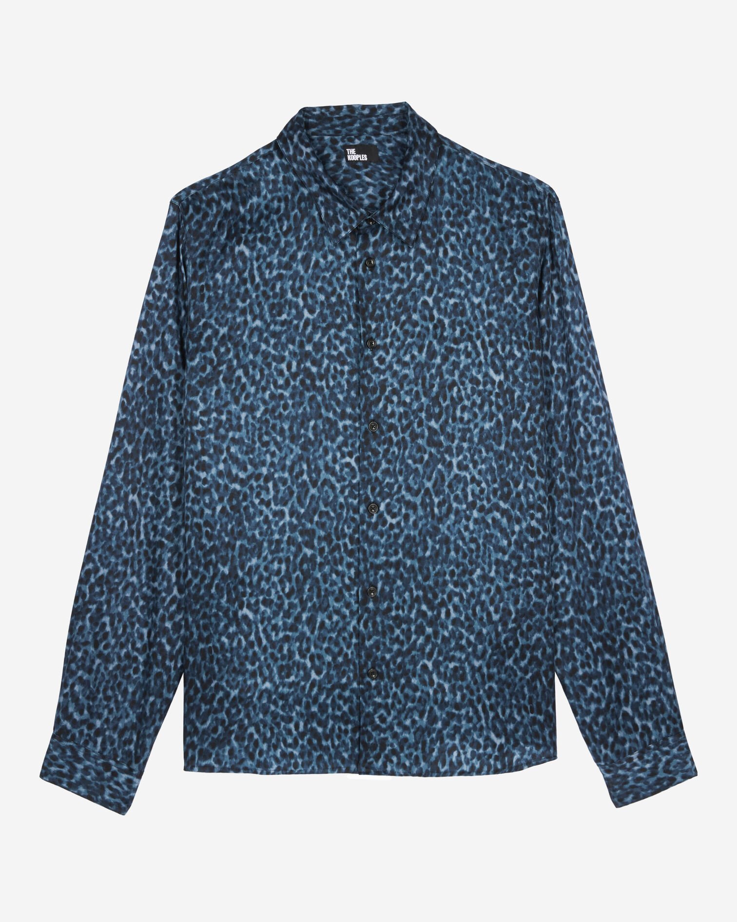 Leopard print shirt in silk blend, BLUE, hi-res image number null