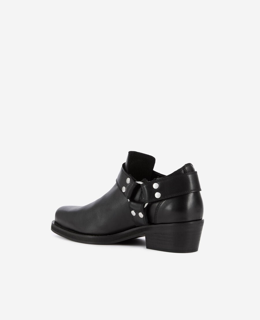 The Kooples F BLACK low ankle boots with black leather straps