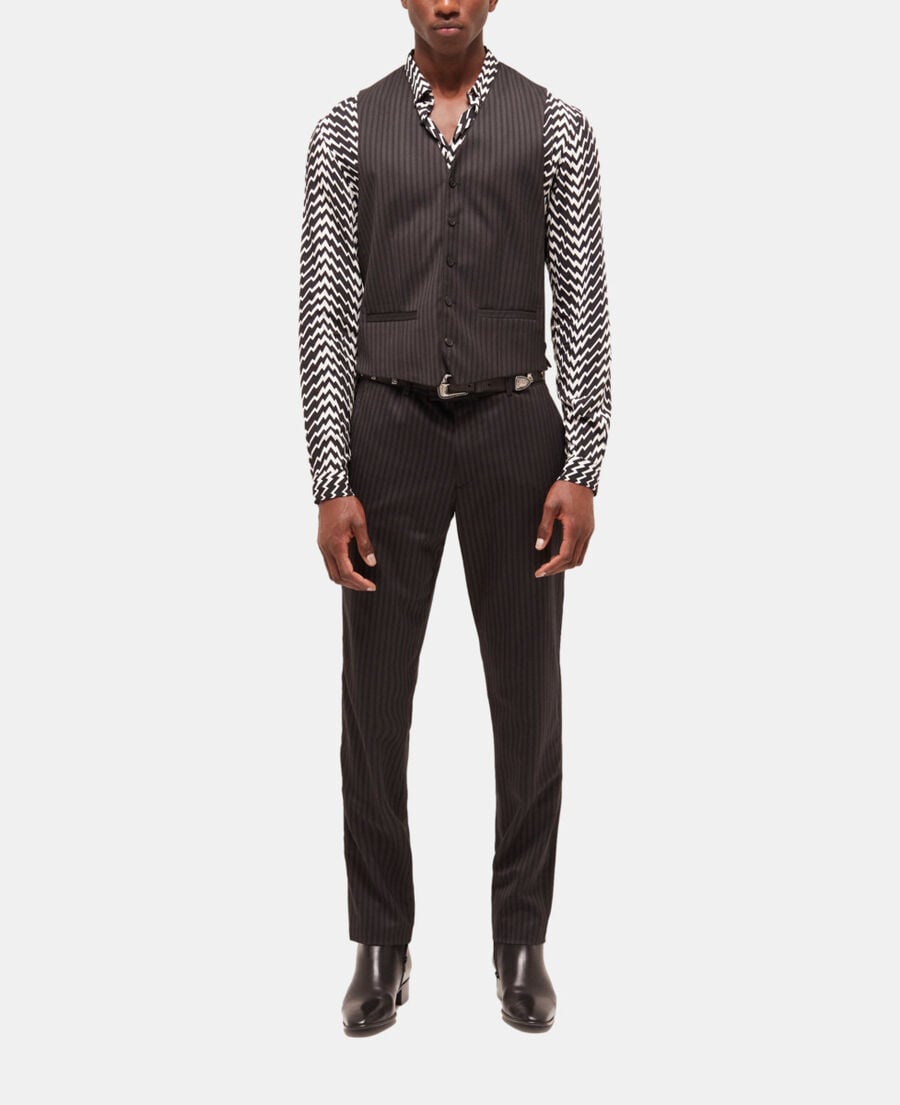 The Kooples H BLACK GREY black wool suit vest