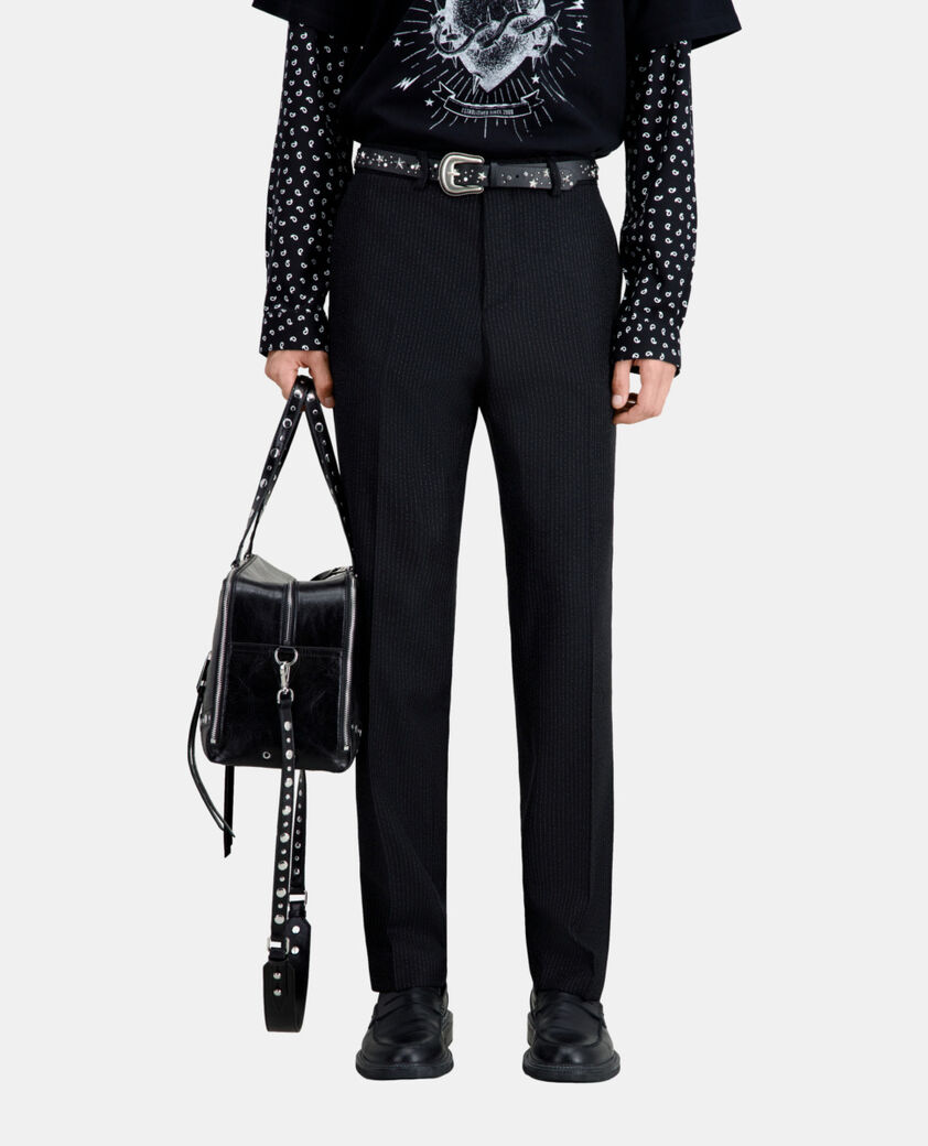 The Kooples MEN BLACK-ECRU black striped suit trousers