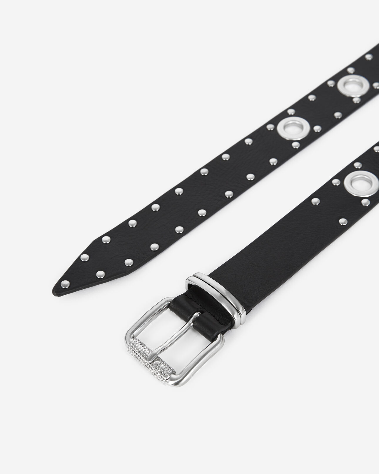 The Kooples WOMEN BLACK black leather belt with studs and eyelets