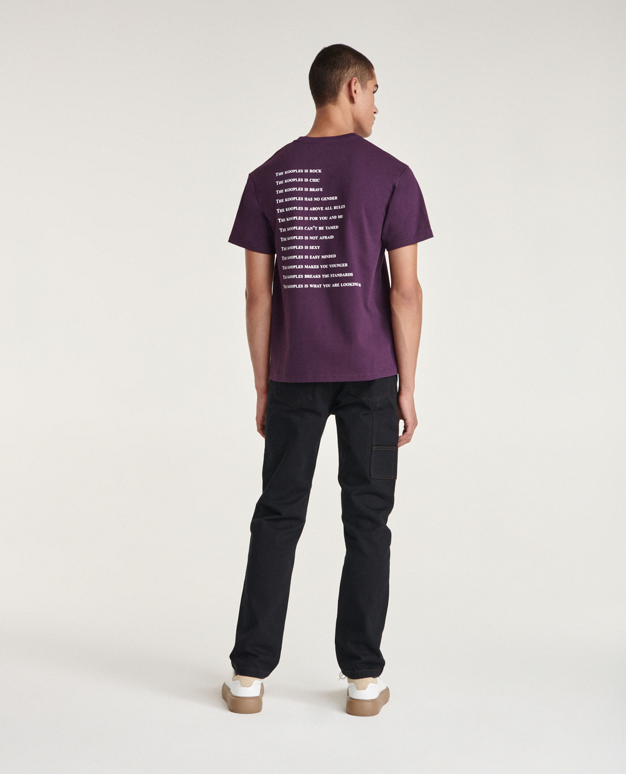 T-shirt violet coton imprimé what is, PURPLE, hi-res image number null