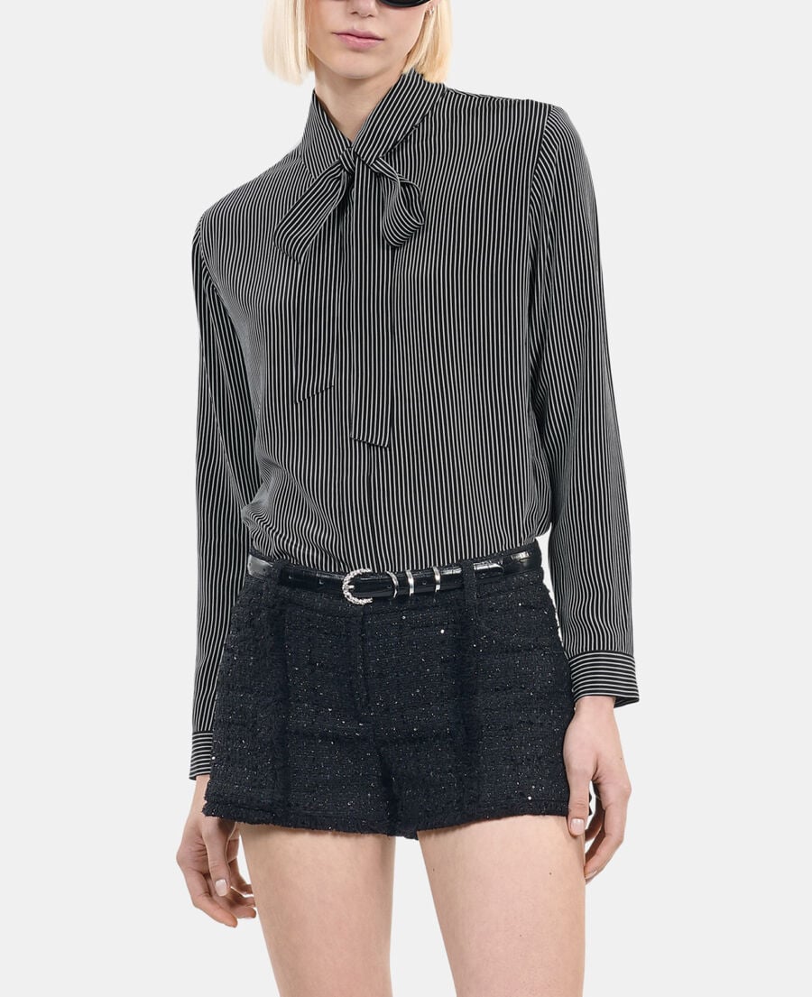 The Kooples F BLACK WHITE striped silk shirt