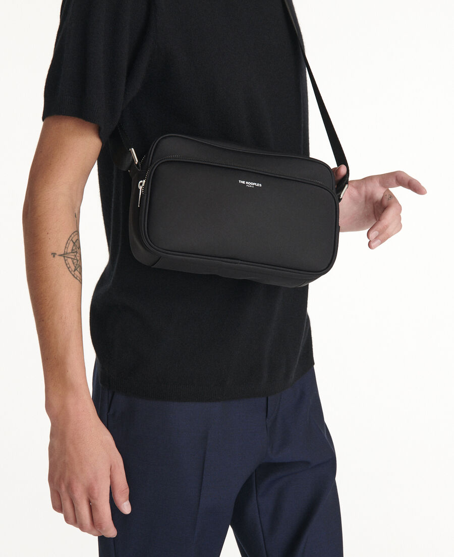 black nylon messenger bag