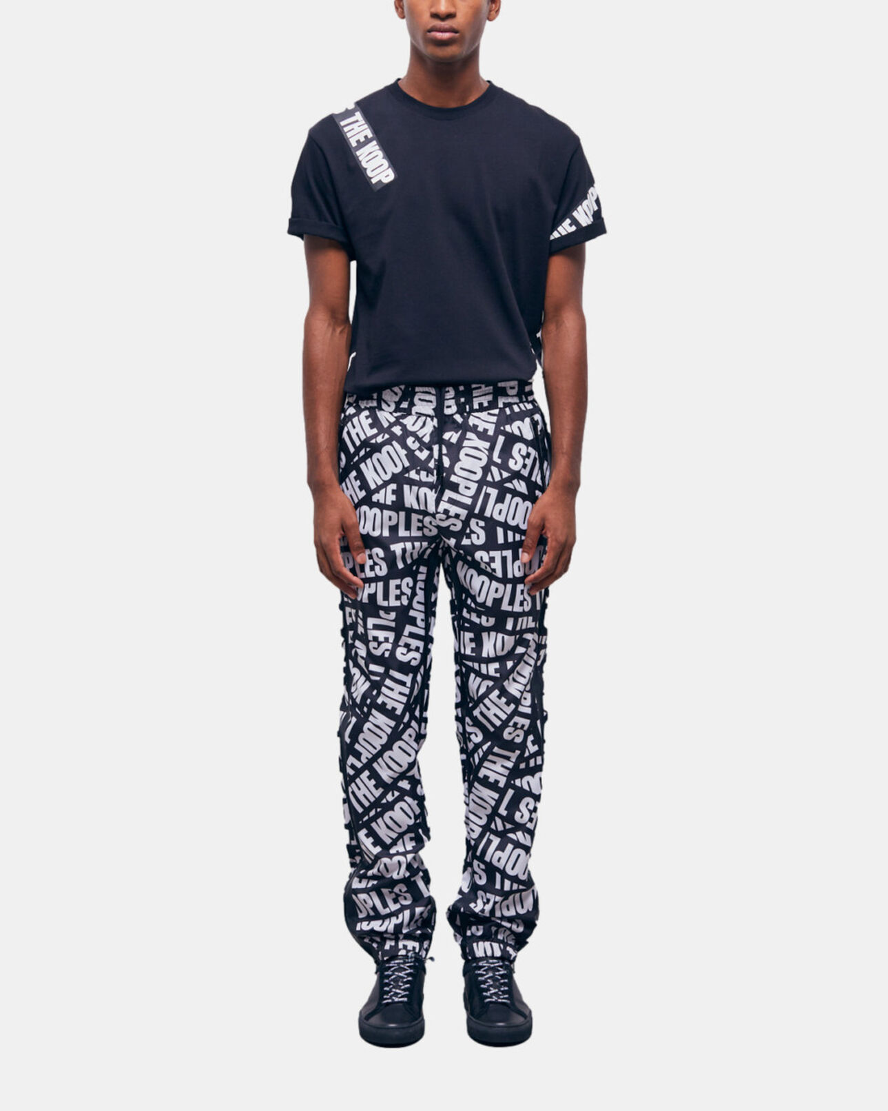 The Kooples HERREN BLACK / WHITE jogginghose mit logo-tape