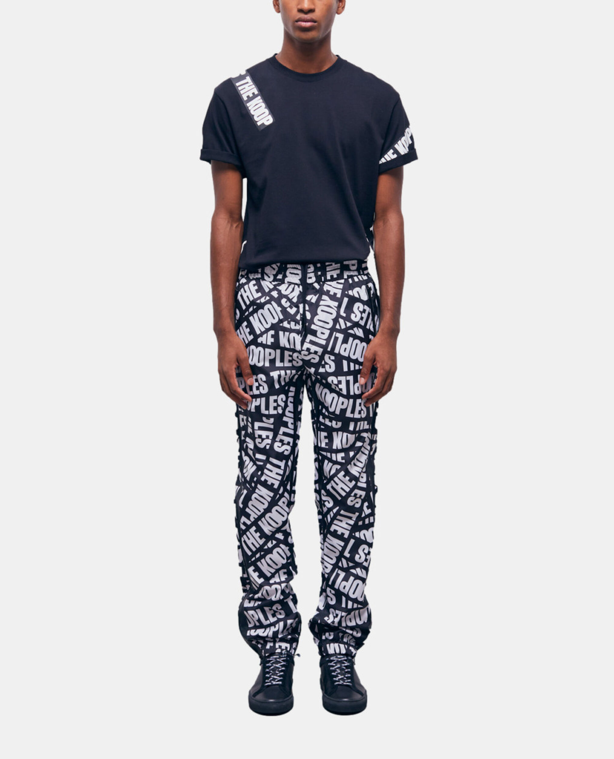 Jogginghose mit Logo-Tape, BLACK / WHITE, hi-res image number null