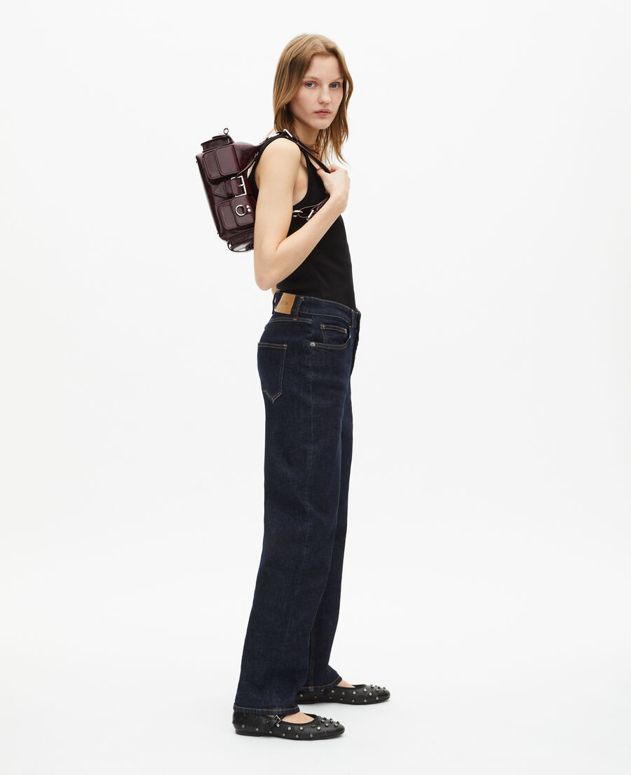 The Kooples FEMME BORDEAUX sac amelia small en cuir craquelé bordeaux