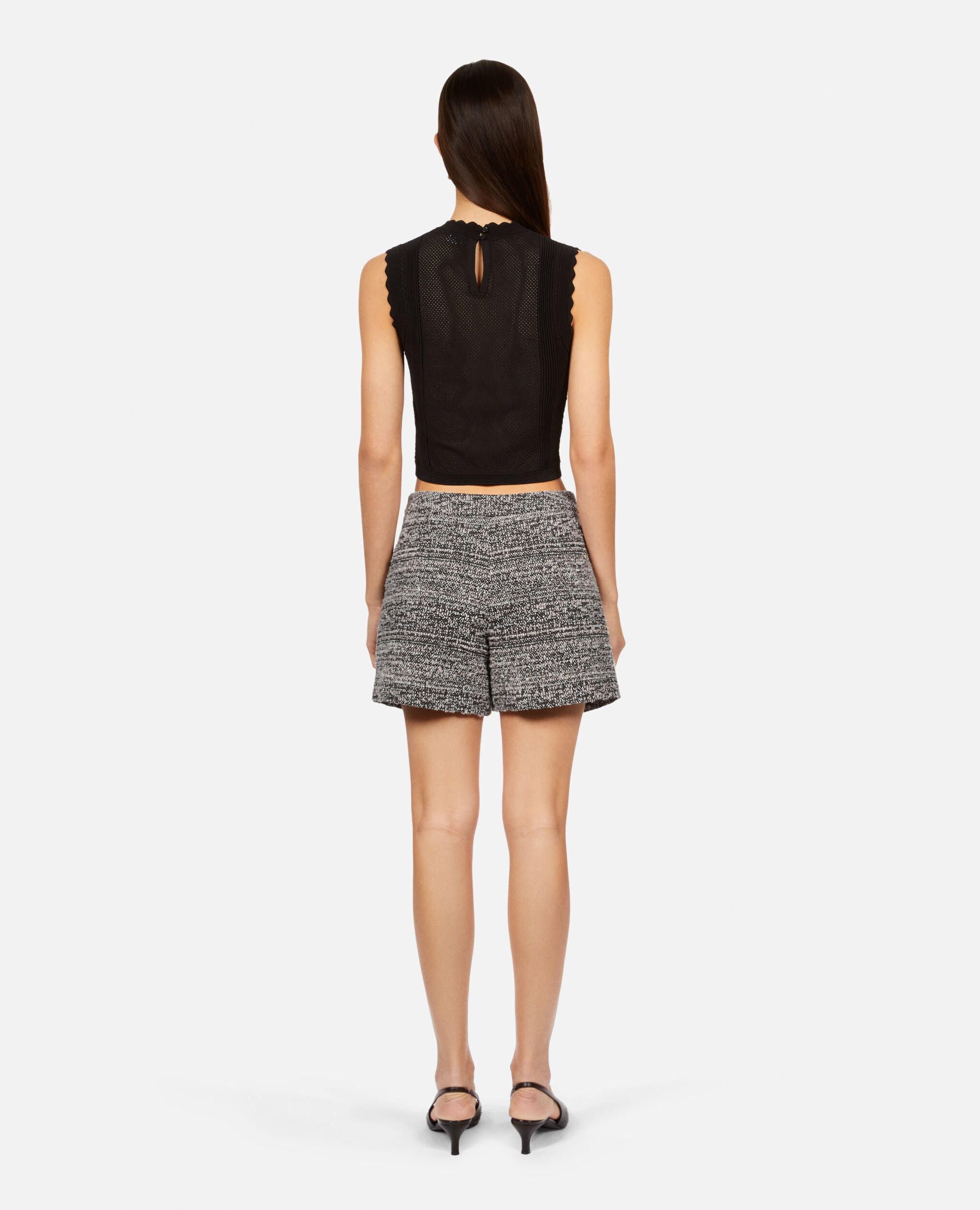 Schwarz-weiße Shorts aus Tweed, BLACK WHITE, hi-res image number null