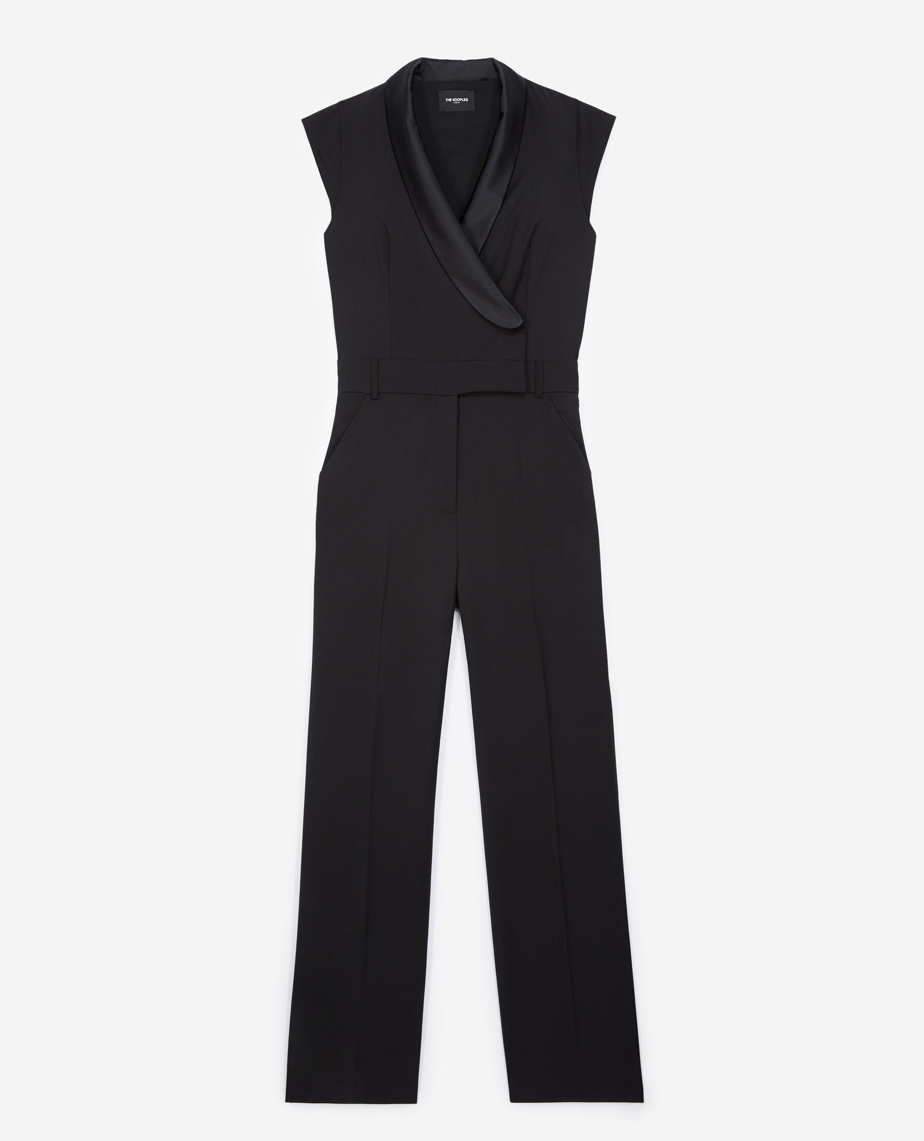 Tuxedo style black jumpsuit in wool The Kooples