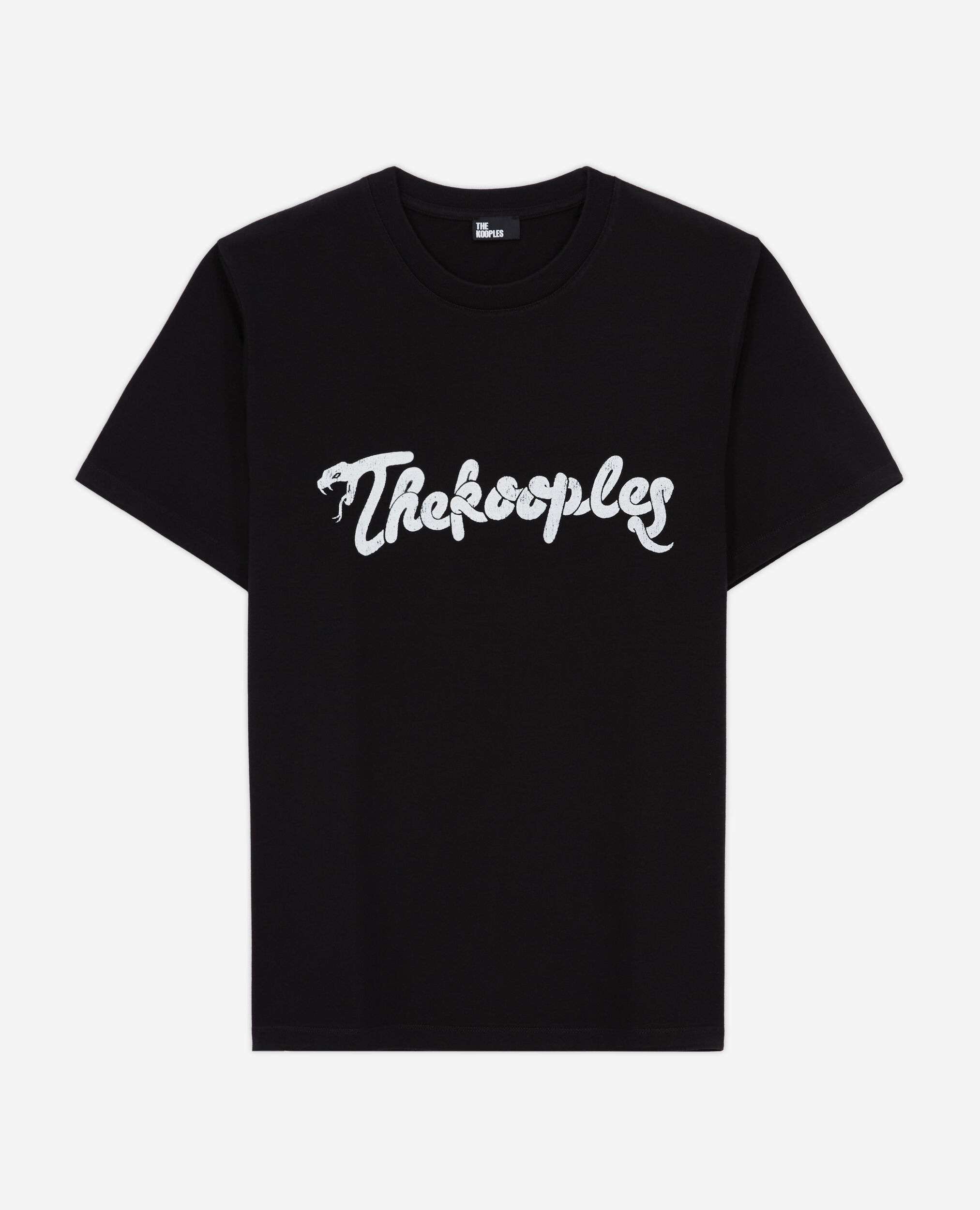 Schwarzes T-Shirt Herren mit Schlangenlogo-Siebdruck, BLACK WASHED, hi-res image number null