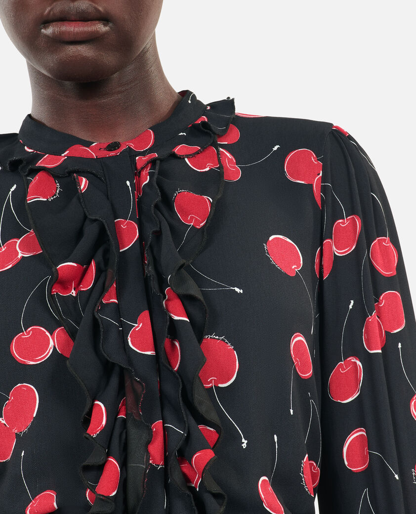 The Kooples FEMME BLACK - RED robe courte avec imprim&eacute; cerise