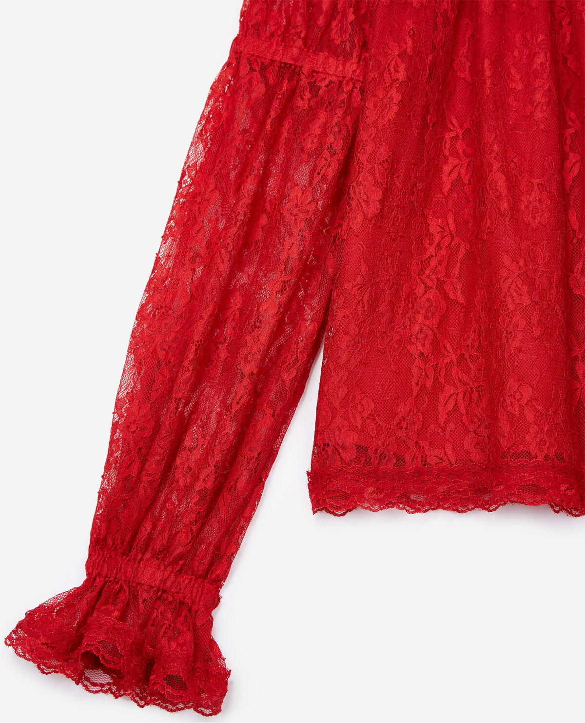 Red lace long sleeve top online