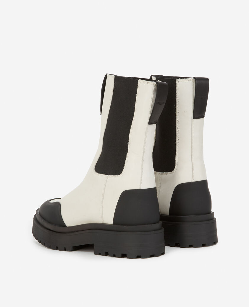 The Kooples WOMEN ECRU ecru leather chelsea boots with logo