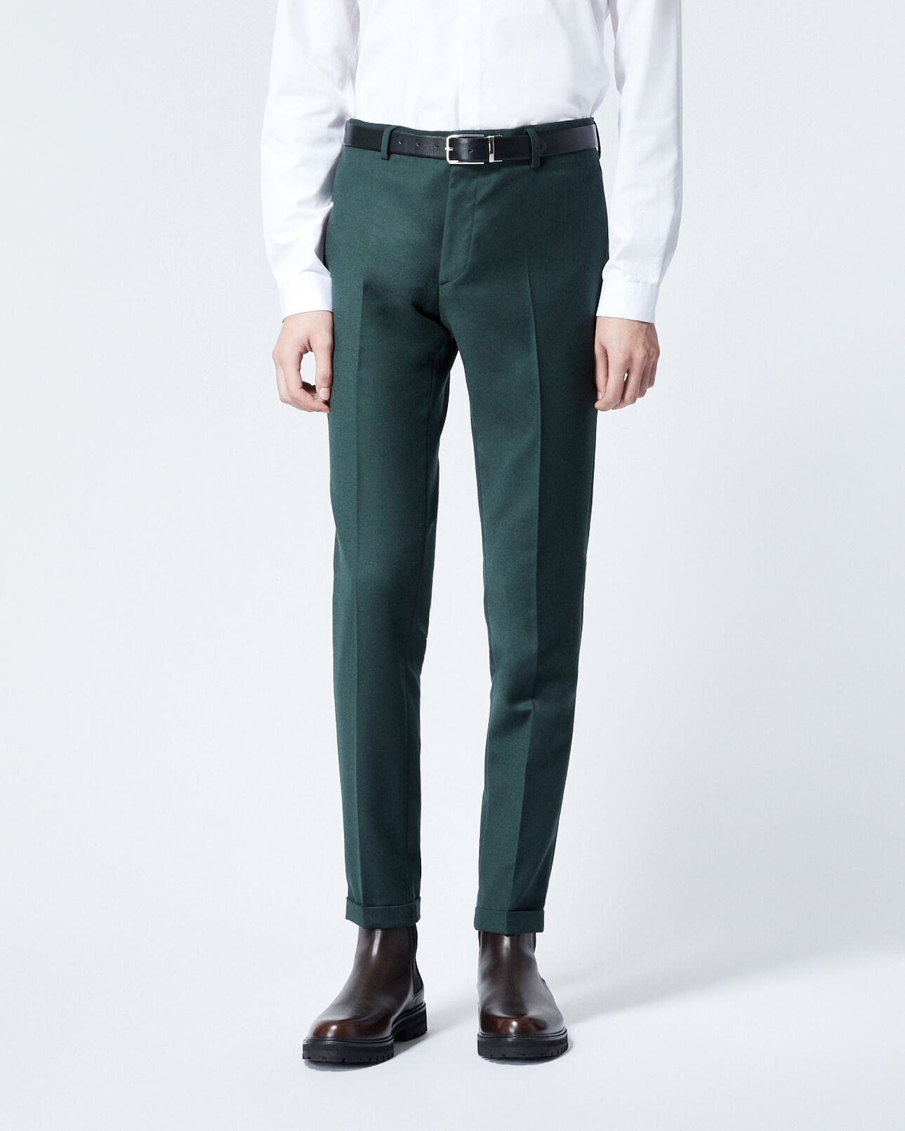 The Kooples HOMME GREEN pantalon costume laine vert foncé ajusté