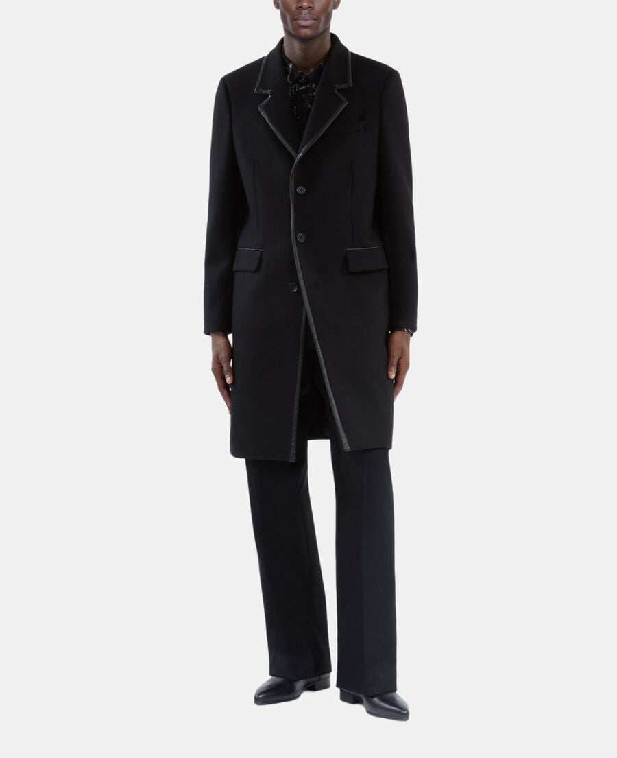 The Kooples HOMME BLACK manteau long en laine mélangée noire