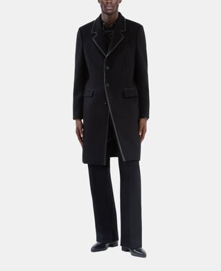 The Kooples HOMME BLACK manteau long en laine mélangée noire