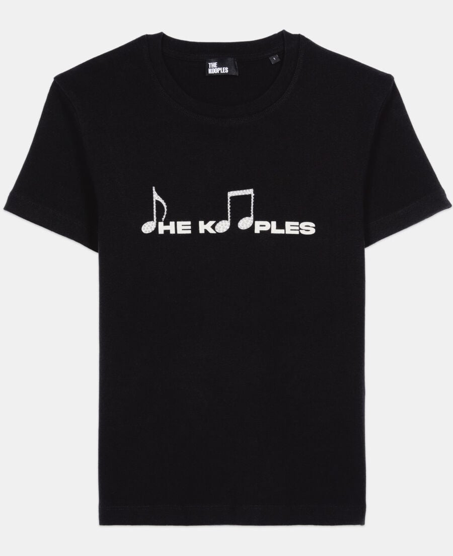 The Kooples HERREN BLACK WASHED schwarzes t-shirt mit siebdruck