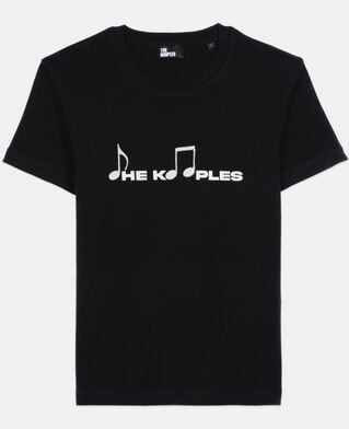 The Kooples HERREN BLACK WASHED schwarzes t-shirt mit siebdruck