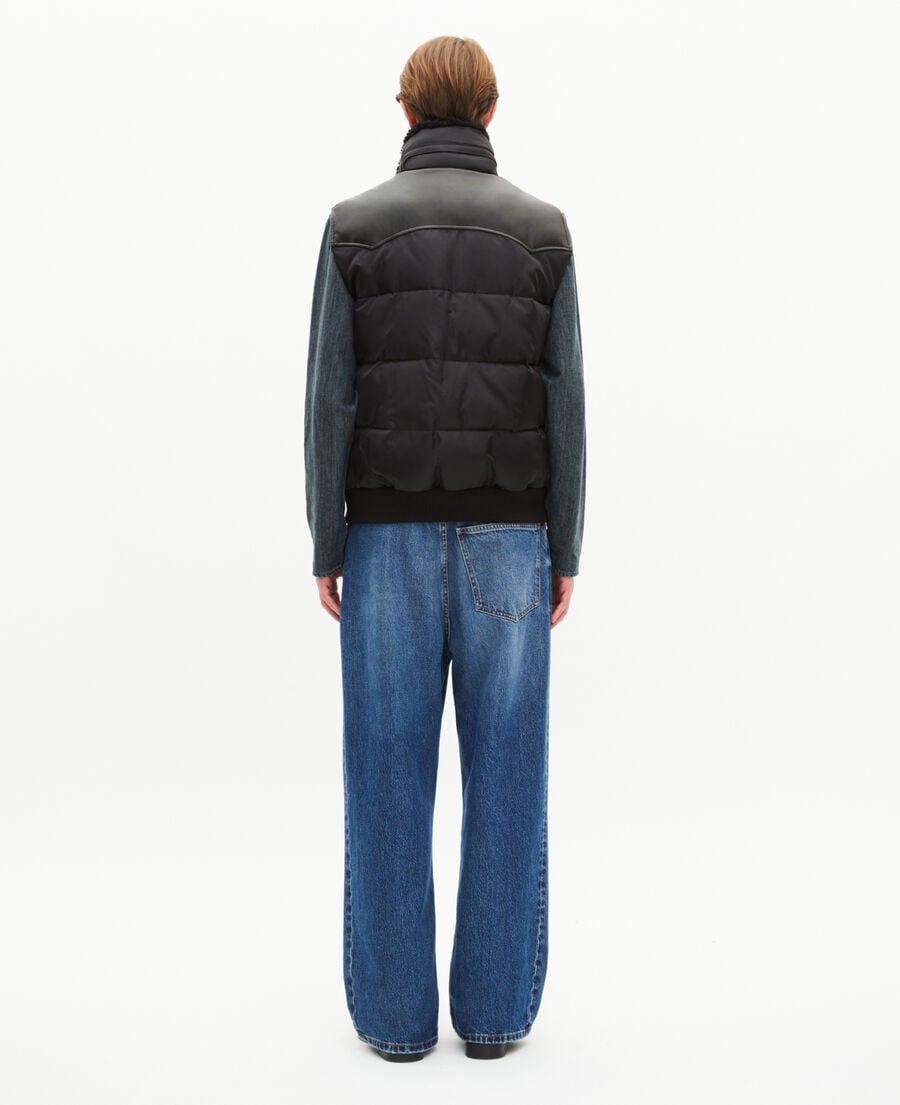 The Kooples MEN BLACK sleeveless padded jacket with black fur collar