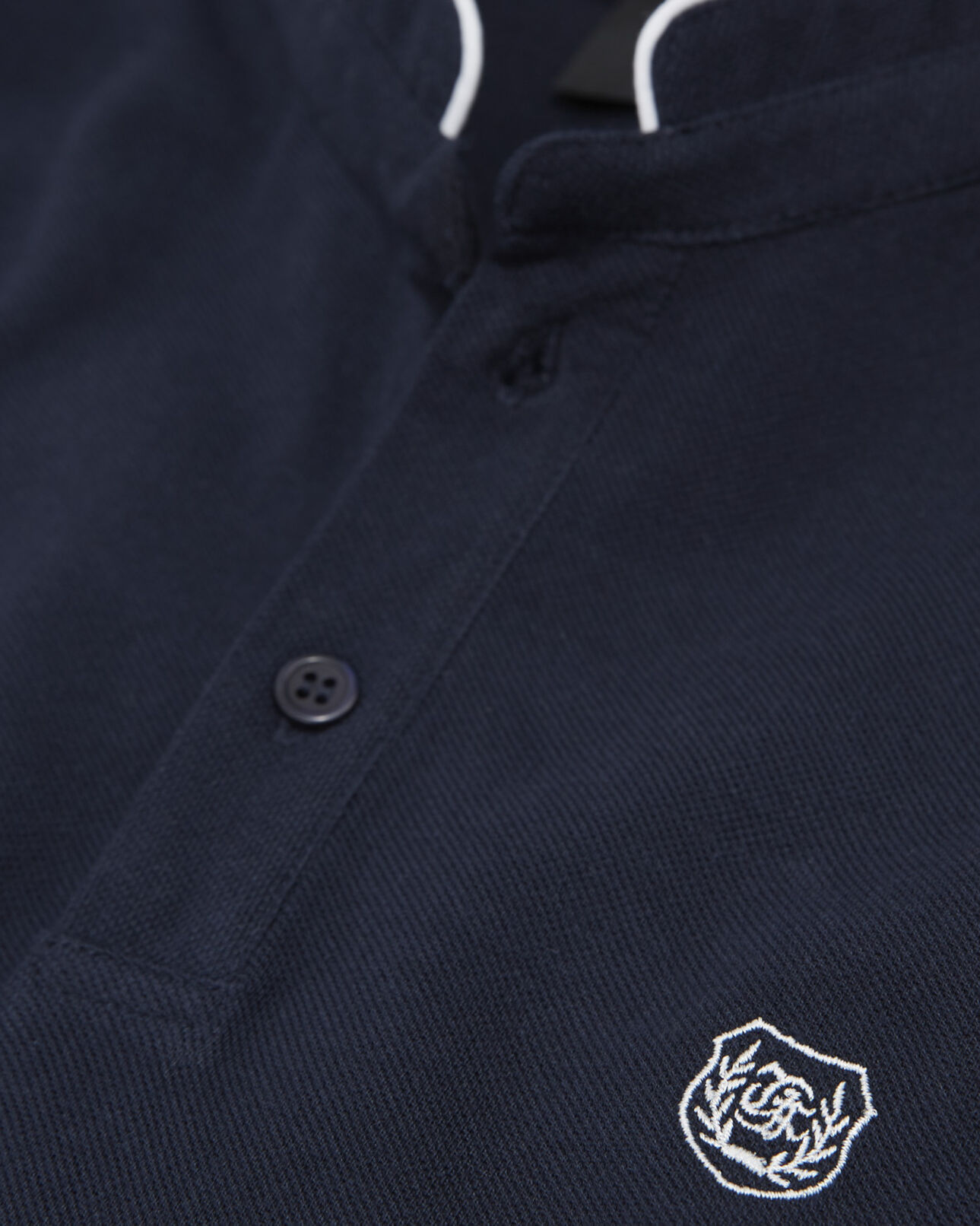 The Kooples MEN NAVY / GREY classic polo with officer collar
