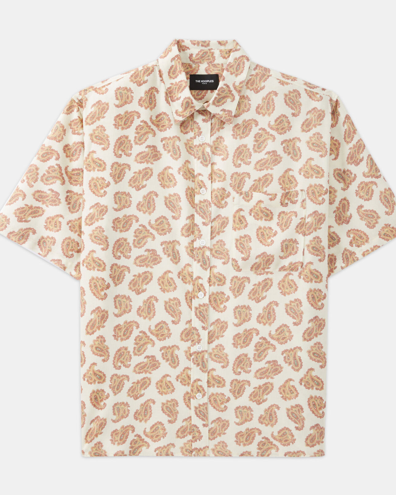 The Kooples MEN WHITE PINK white loose-fitting shirt w/ paisley pattern