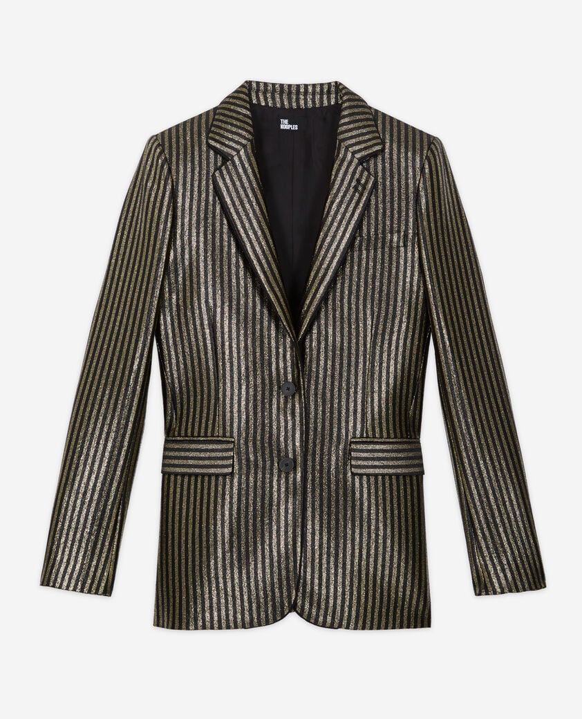 The Kooples FEMME BLACK / GOLD veste à rayures dorée