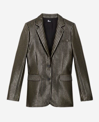 The Kooples FEMME BLACK / GOLD veste à rayures dorée