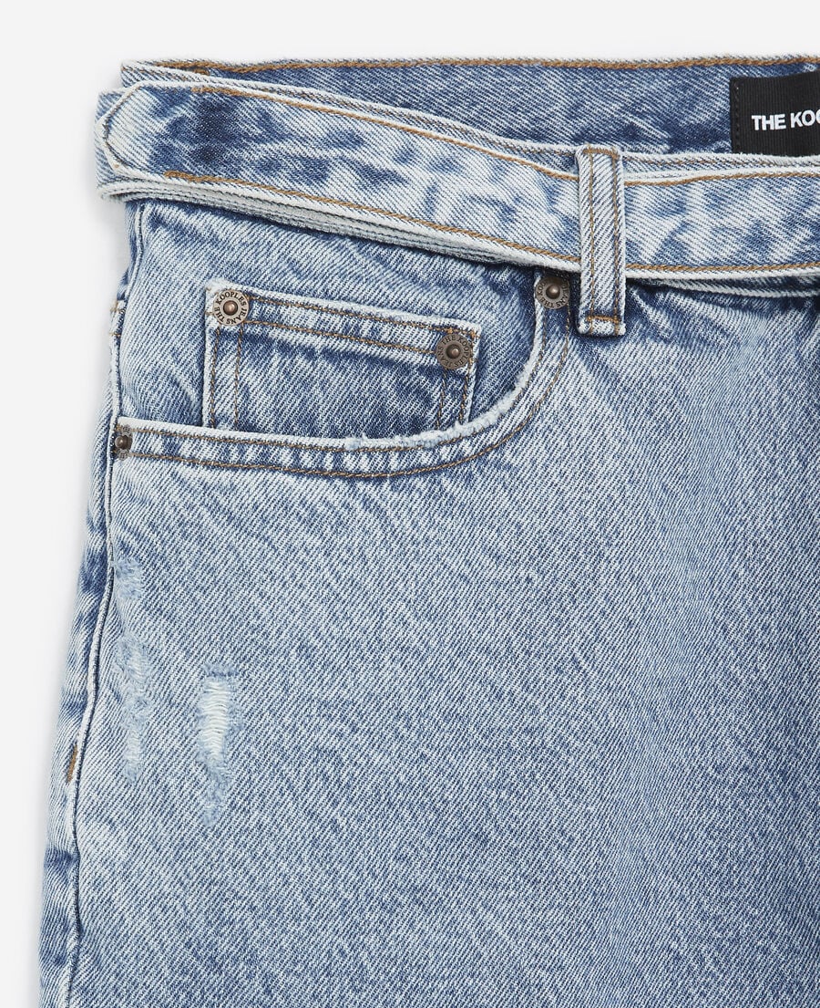 The Kooples H BLUE DENIM faded blue denim shorts 