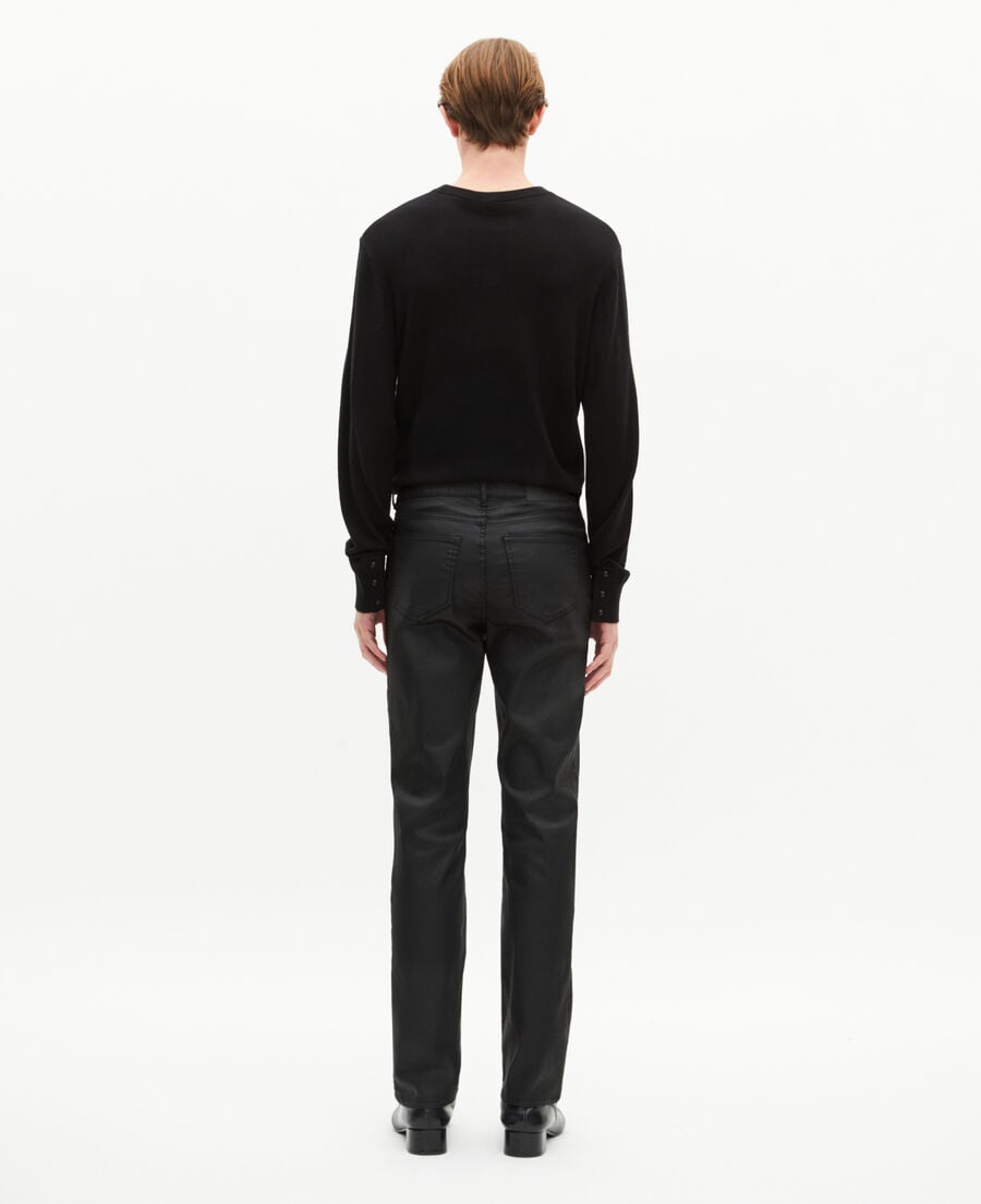 The Kooples MEN BLACK black leather slim-fit pants