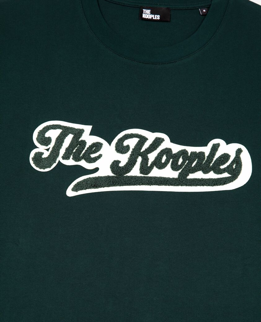 The Kooples HERREN BOTTLE GREEN t-shirt mit dunkelgr&uuml;nem aufn&auml;her