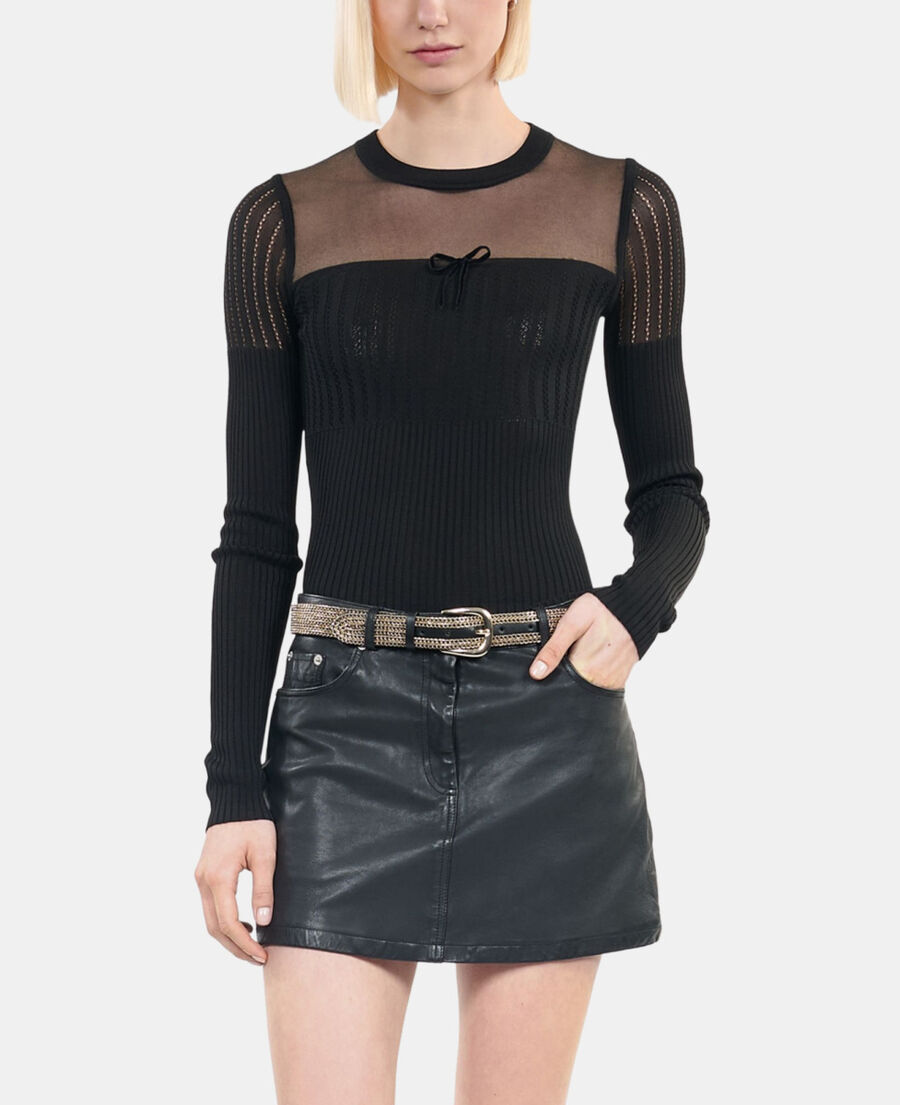 The Kooples WOMEN BLACK black openwork sweater