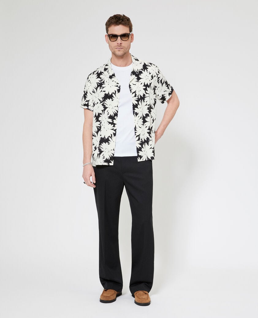 The Kooples HERREN BLACK WHITE kurzarmshirt mit blumenprint schwarz