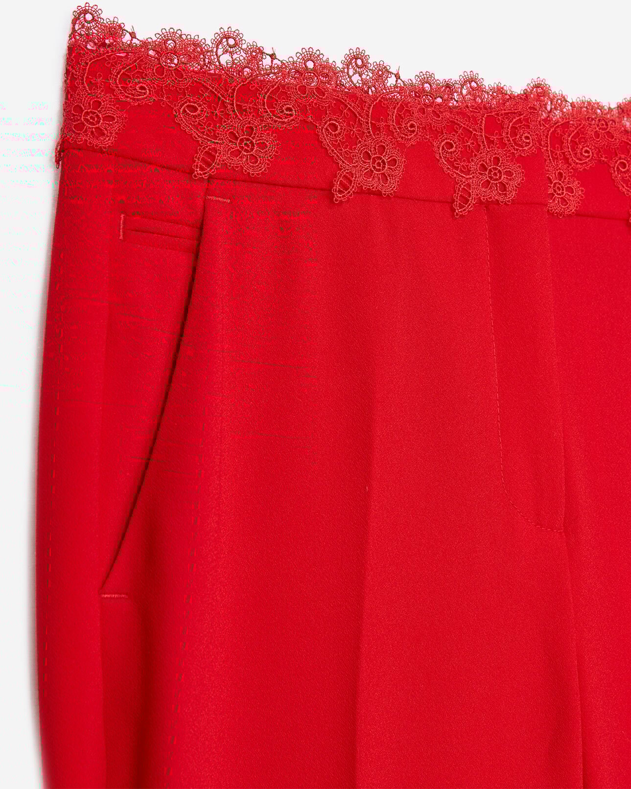 The Kooples FEMME DARK RED pantalon tailleur rouge dentelle