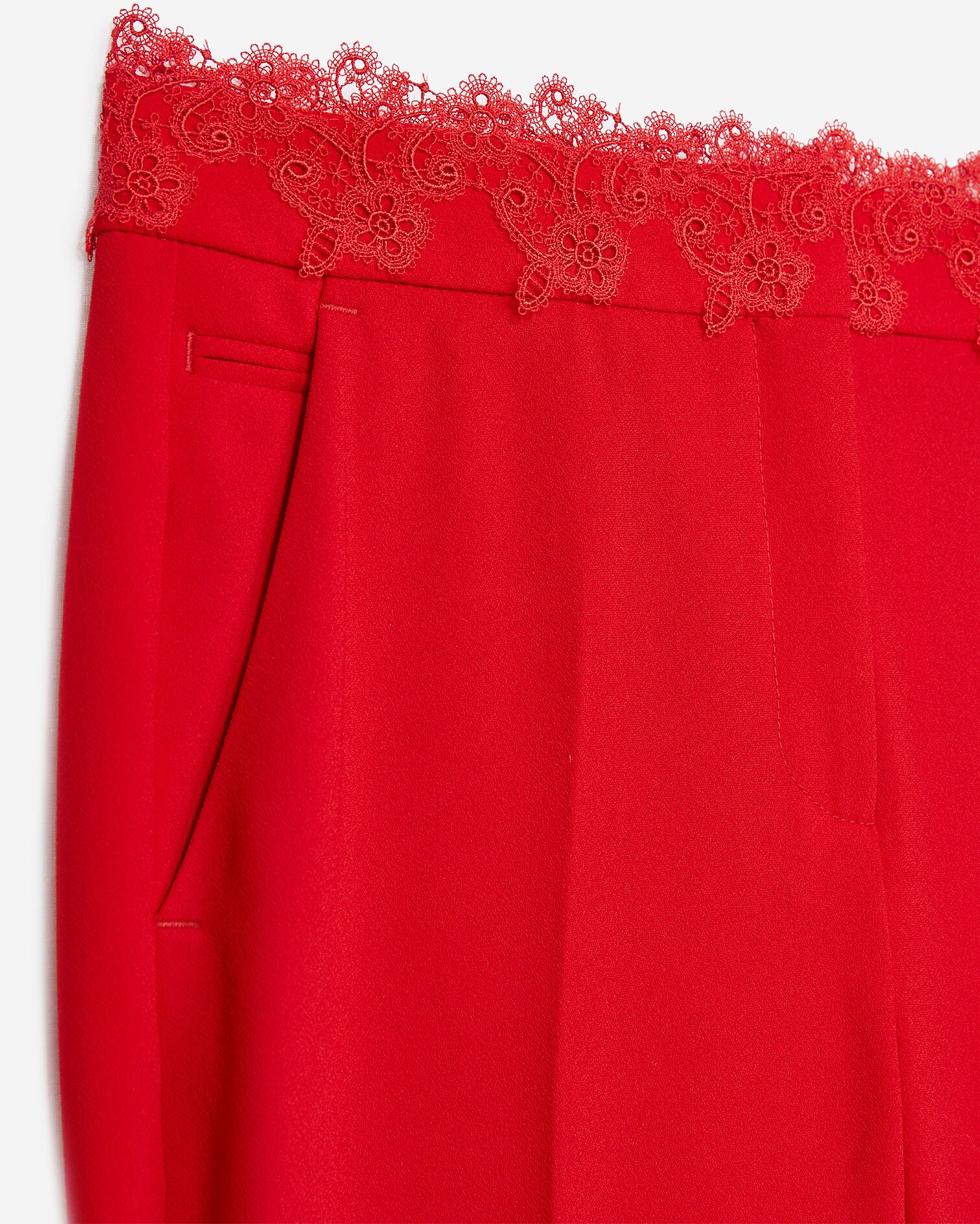 Pantalon tailleur rouge dentelle, DARK RED, hi-res image number null