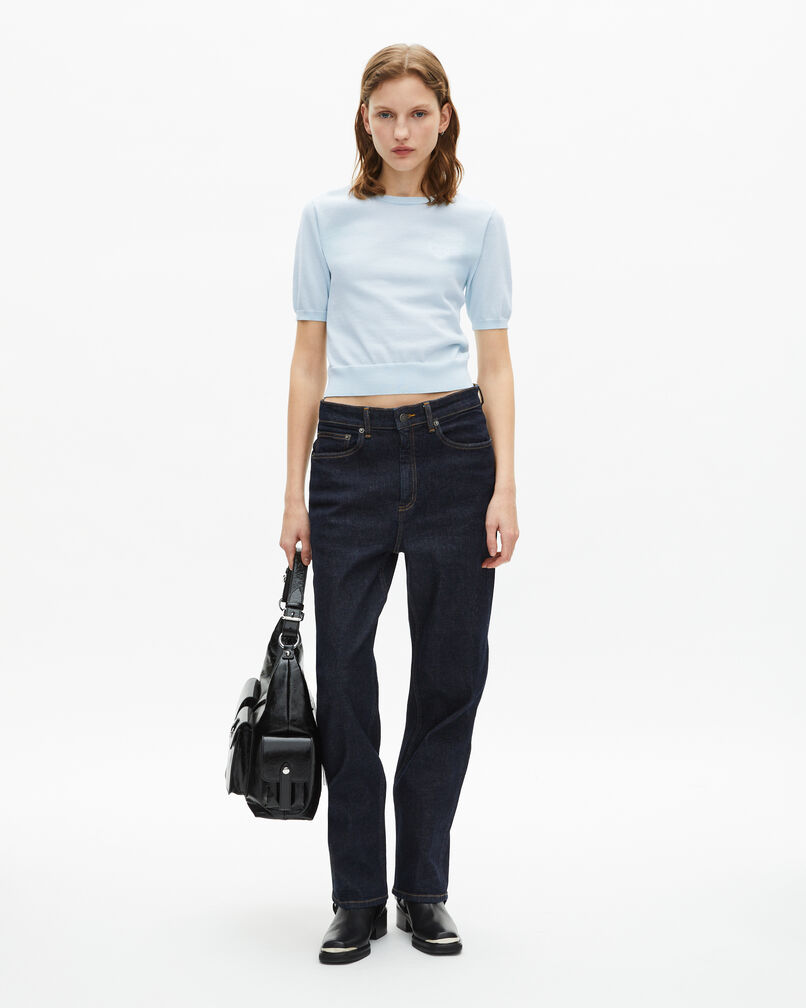 The Kooples DAMEN BABY BLUE kurzärmeliger pullover in hellblau