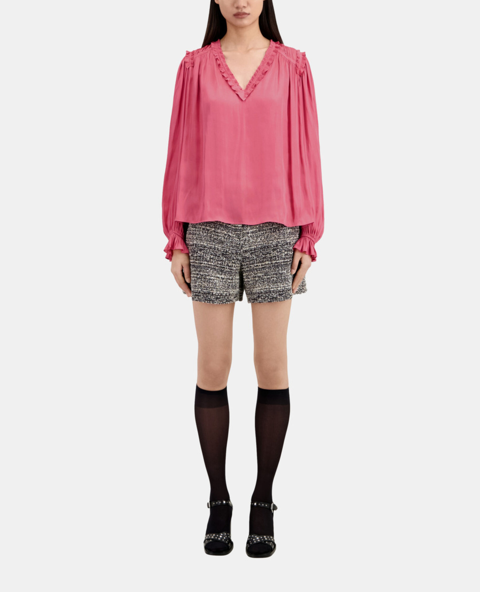 Pink top with shirring, PINK, hi-res image number null