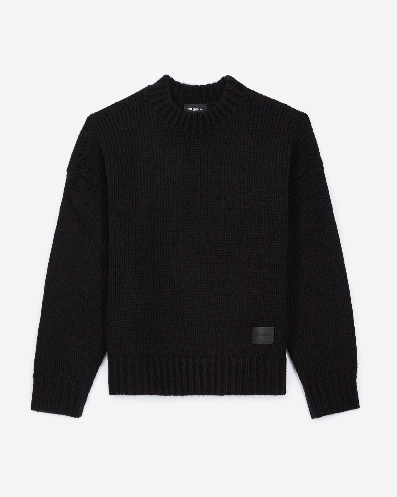 The Kooples MEN BLACK oversize sweater in wool with crew neck