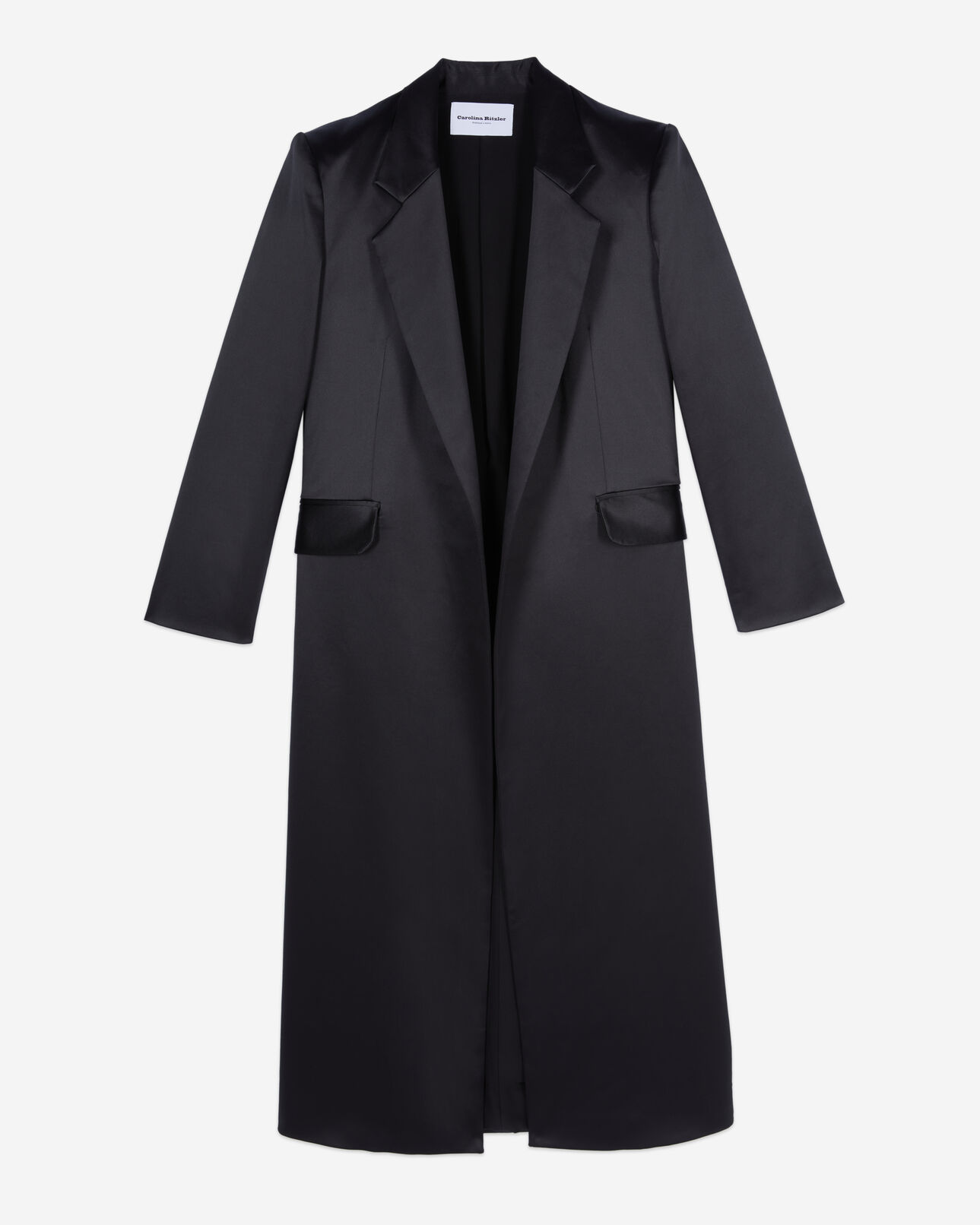 The Kooples FEMME BLACK manteau the kooples x carolina ritzler en satin noir