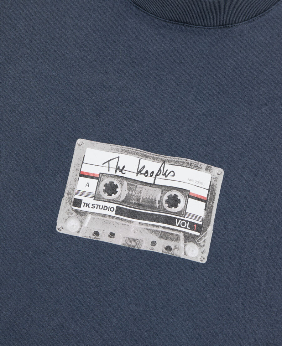 The Kooples MEN CARBONE carbon blue screen printed t-shirt