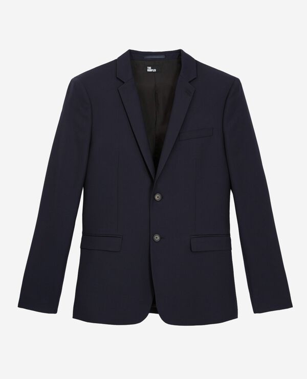The Kooples HOMME DARK NAVY veste de costume en laine droite bleue